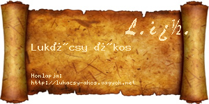 Lukácsy Ákos névjegykártya